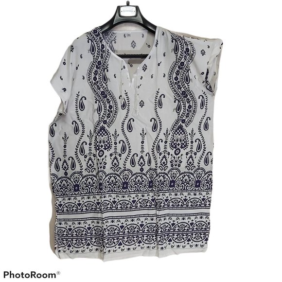 tunic shirt loose soft airy summer beach v-neck - Picture 1 of 10